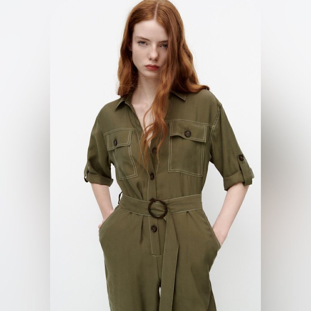 Zara Jumpsuit With Stitching New - Picture 8 of 9
